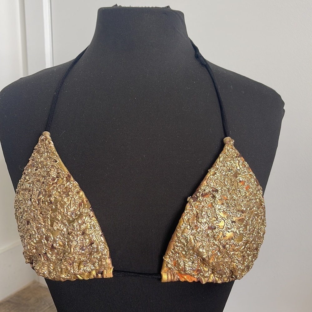 Gold Textured Bikini Top